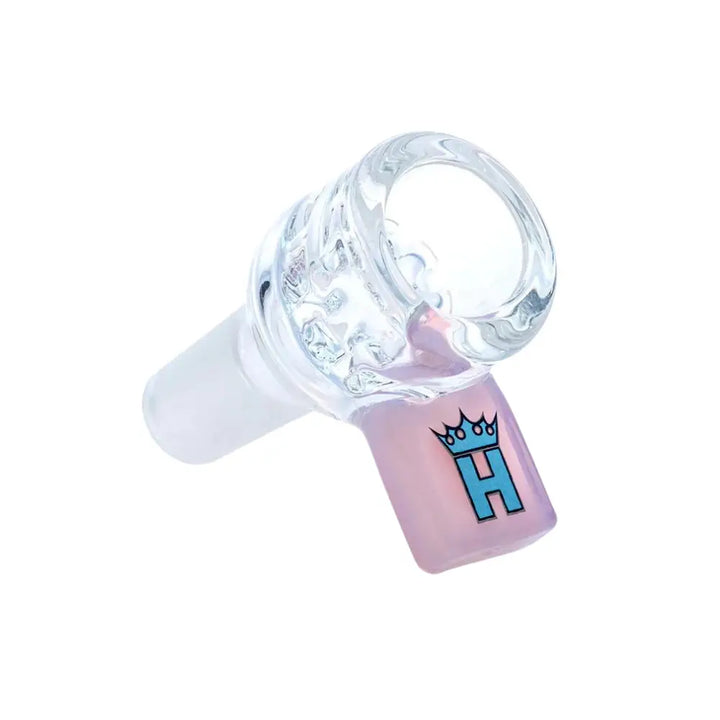 Hoss Glass 14mm Screen Bowl with Colored Rectangular Tab - Milk Pink