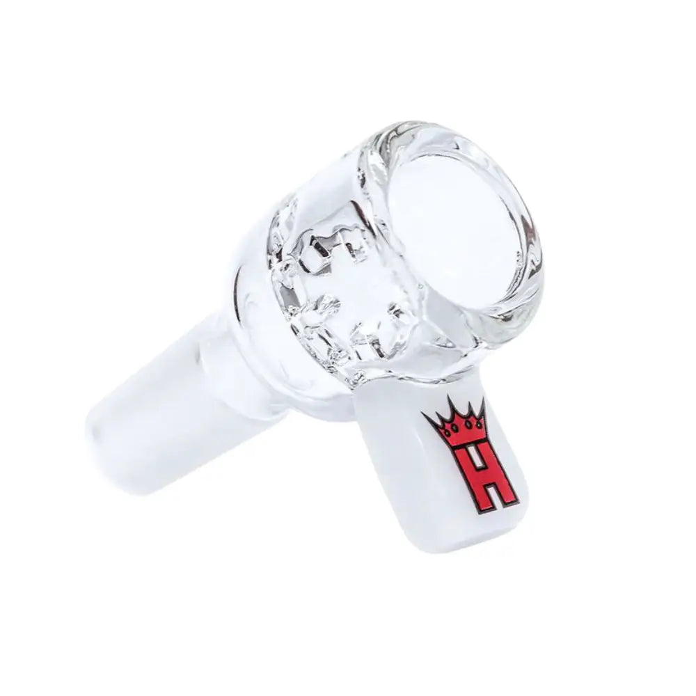 Hoss Glass 14mm Screen Bowl with Colored Rectangular Tab - White