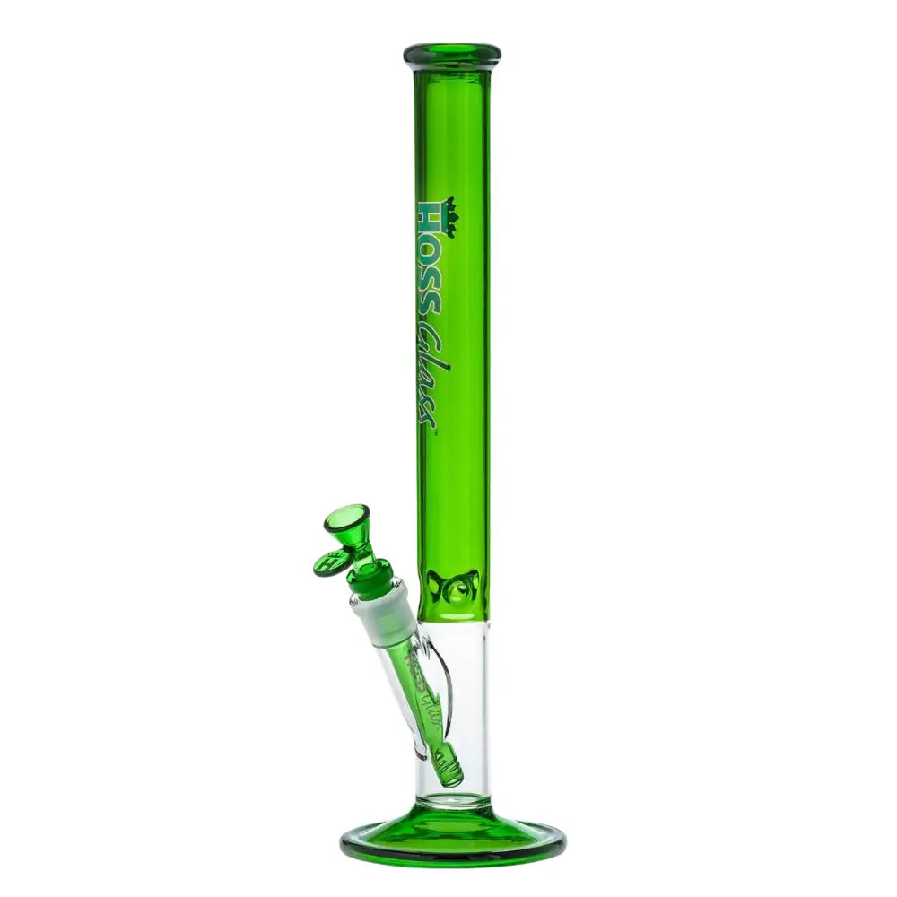 Hoss Glass - 16’’ Diameter Colored Straight Tube Glass Bong with Window Base - Green
