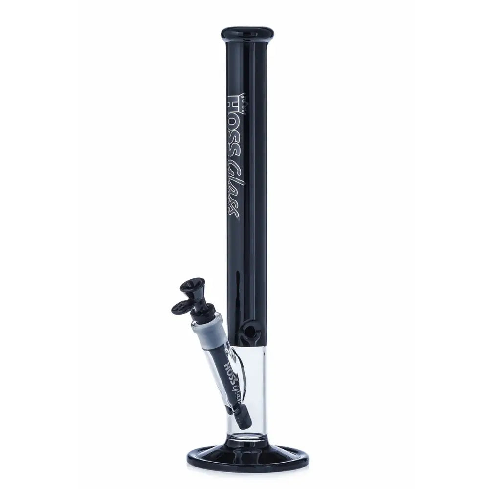 Hoss Glass - 16’’ Diameter Colored Straight Tube Glass Bong with Window Base - Black