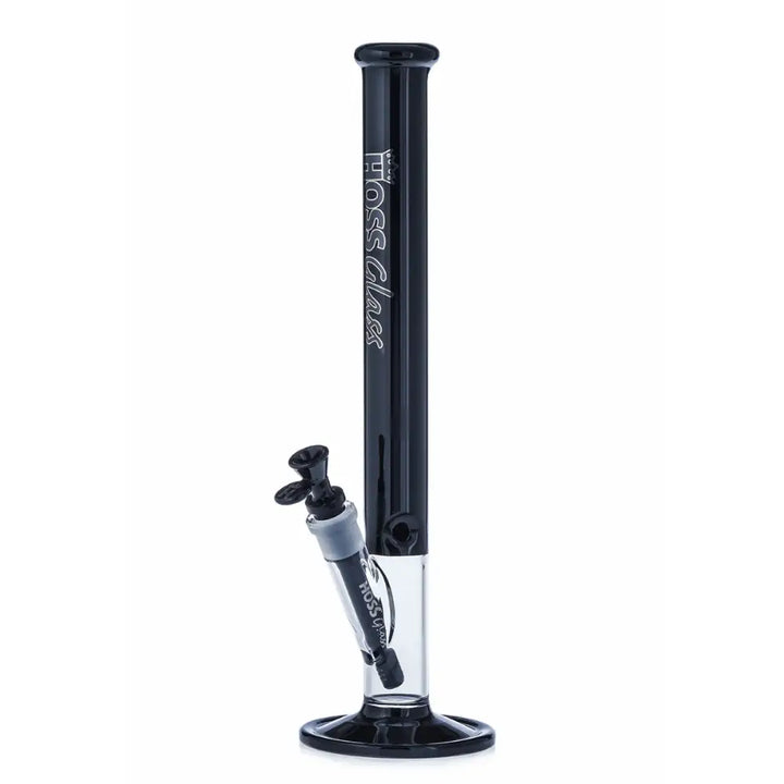 Hoss Glass - 16’’ Diameter Colored Straight Tube Glass Bong with Window Base - Black