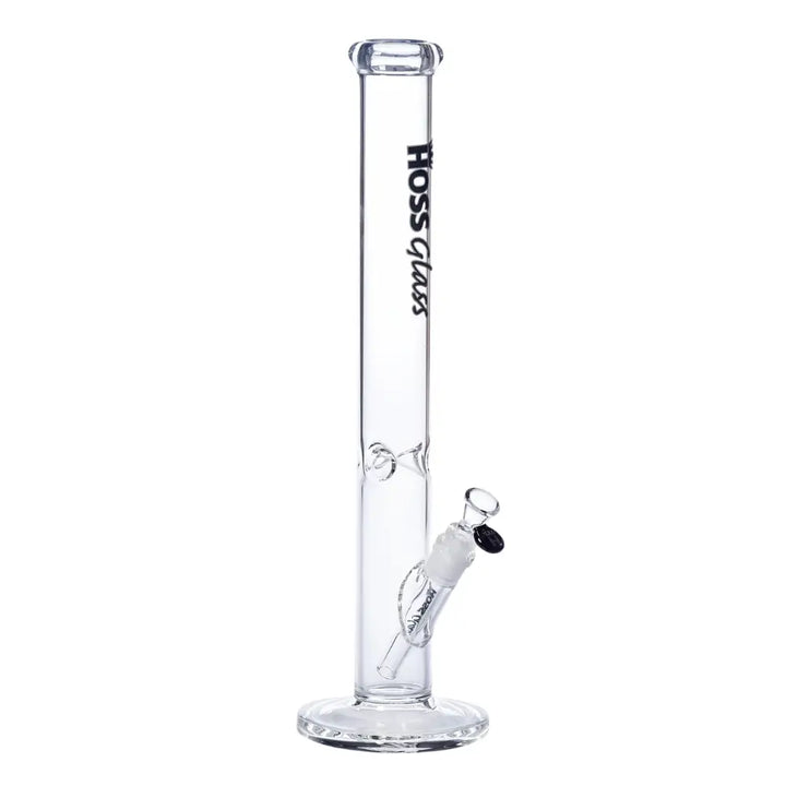 Hoss Glass - Transparent Straight Tube Glass Bong - 18’’ - Black