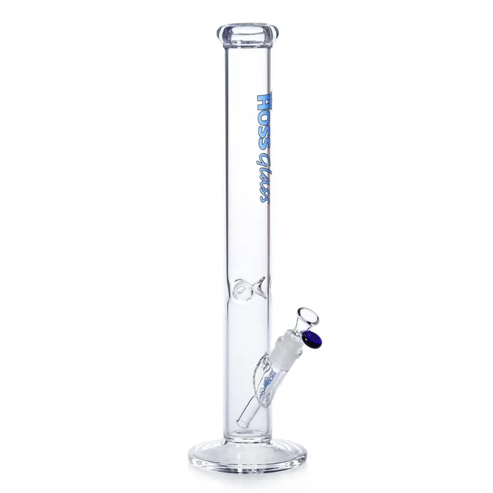 Hoss Glass - Transparent Straight Tube Glass Bong - 18’’ - Blue