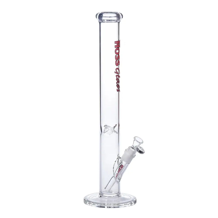 Hoss Glass - Transparent Straight Tube Glass Bong - 18’’ - Red