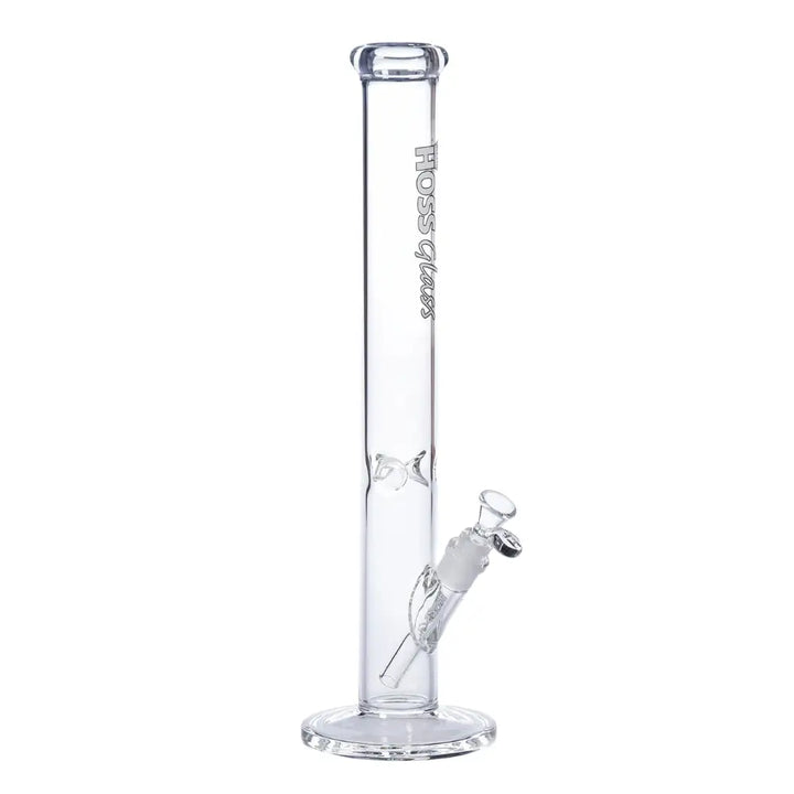 Hoss Glass - Transparent Straight Tube Glass Bong - 18’’ - White