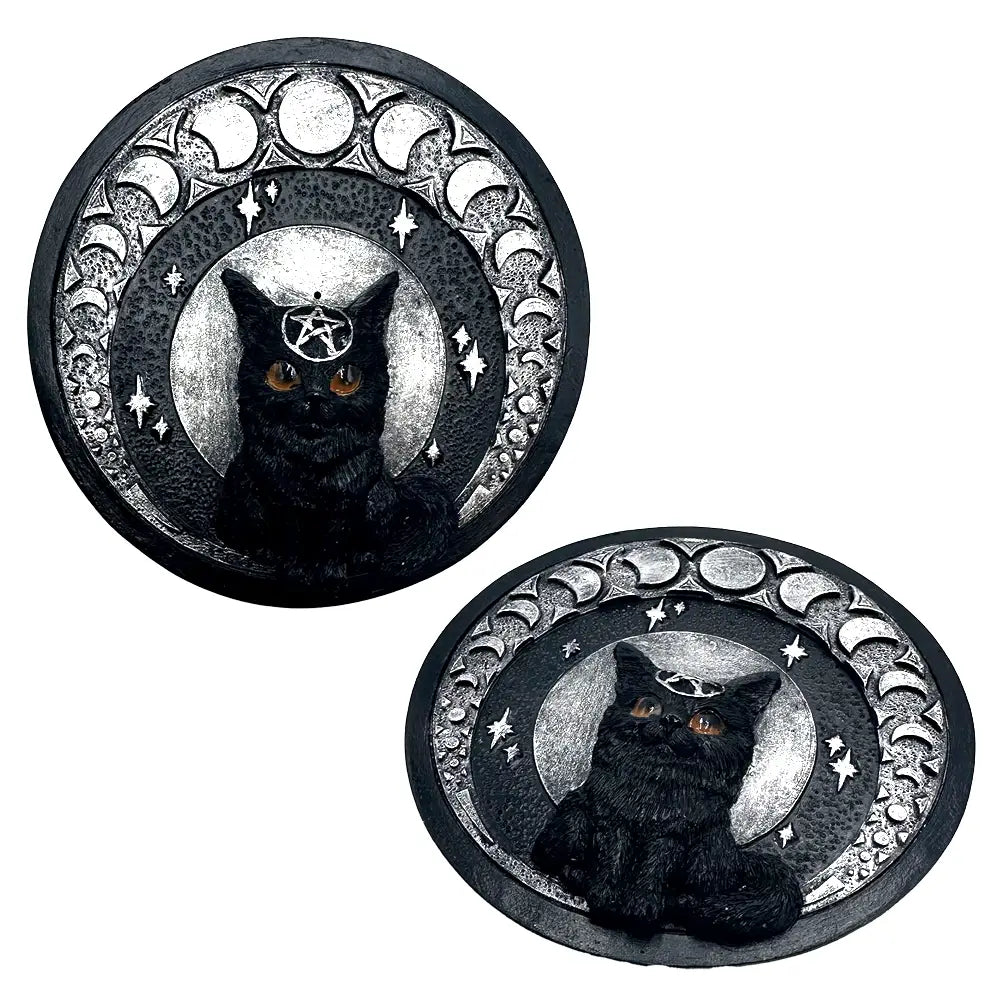 Incense Holder Plate Occult Cat