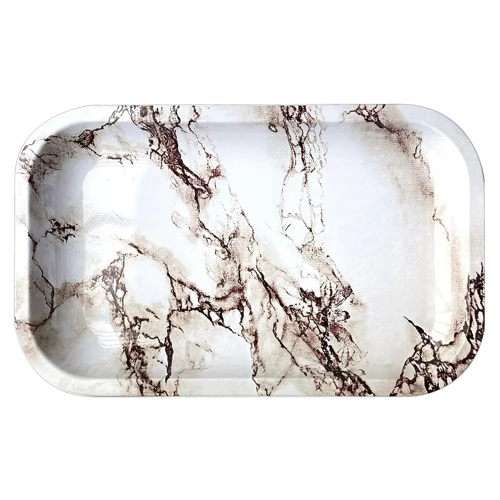 Inhal’Nation - Medium Metal Rolling Tray - Carrerra Marble