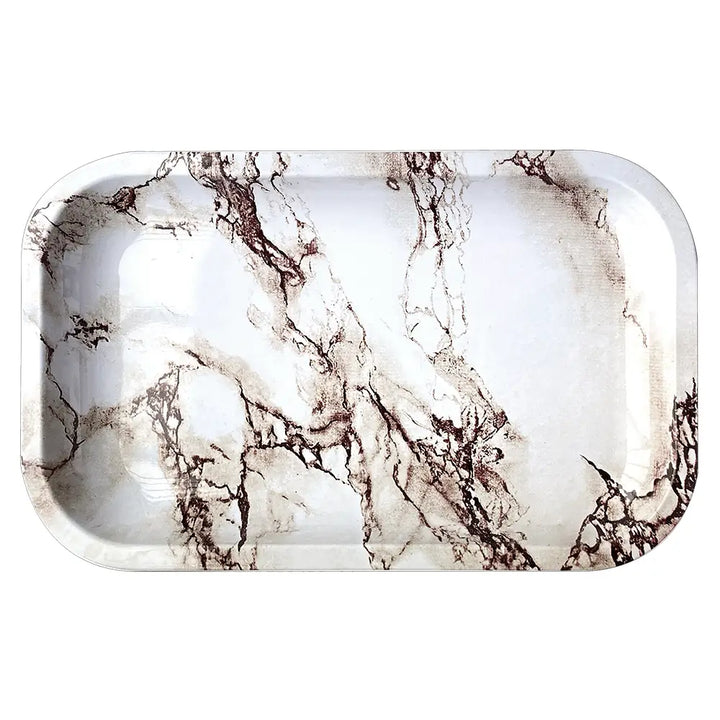 Inhal’Nation - Medium Metal Rolling Tray - Carrerra Marble