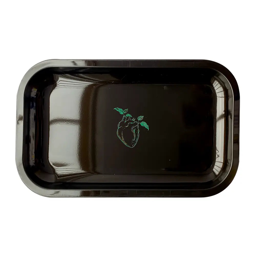 Inhal’Nation - Medium Metal Rolling Tray - Green Heart