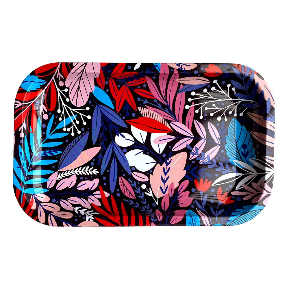 Inhal’Nation - Medium Metal Rolling Tray - Indigo Flowers