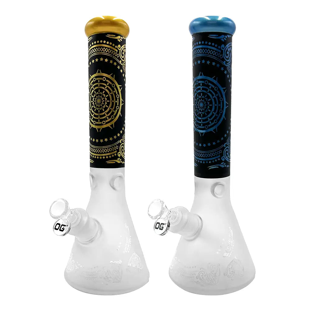 Og - 14’’ Sandblasted Painted Beaker Bong - 7mm