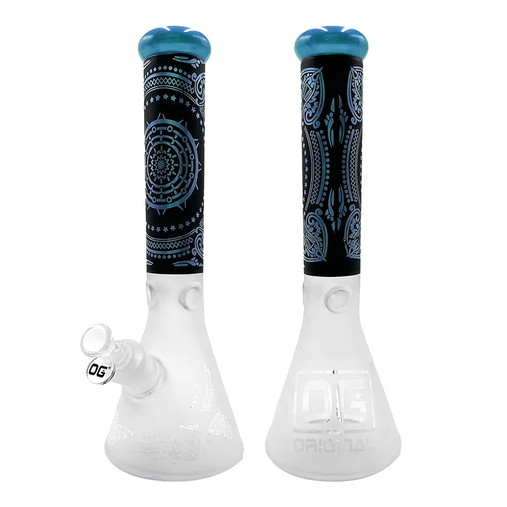 Og - 14’’ Sandblasted Painted Beaker Bong - 7mm - Blue