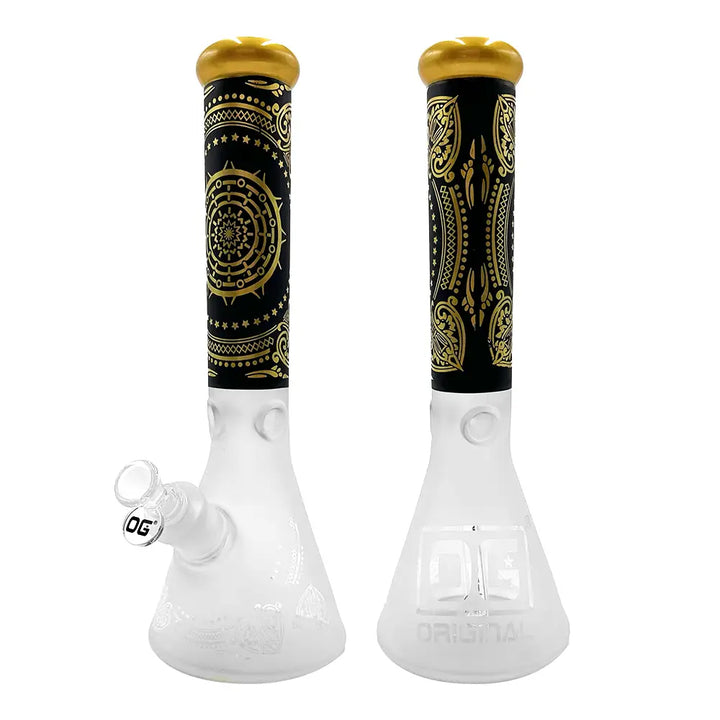 Og - 14’’ Sandblasted Painted Beaker Bong - 7mm - Gold