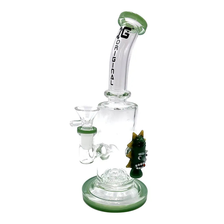 OG - 8’’ Rick Tube Glass Bong - Showerhead Perc - Green