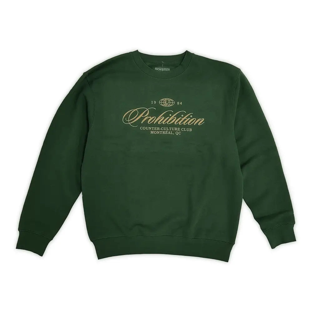 Prohibition - Counter-Culture Club Script Crewneck - Forest Green