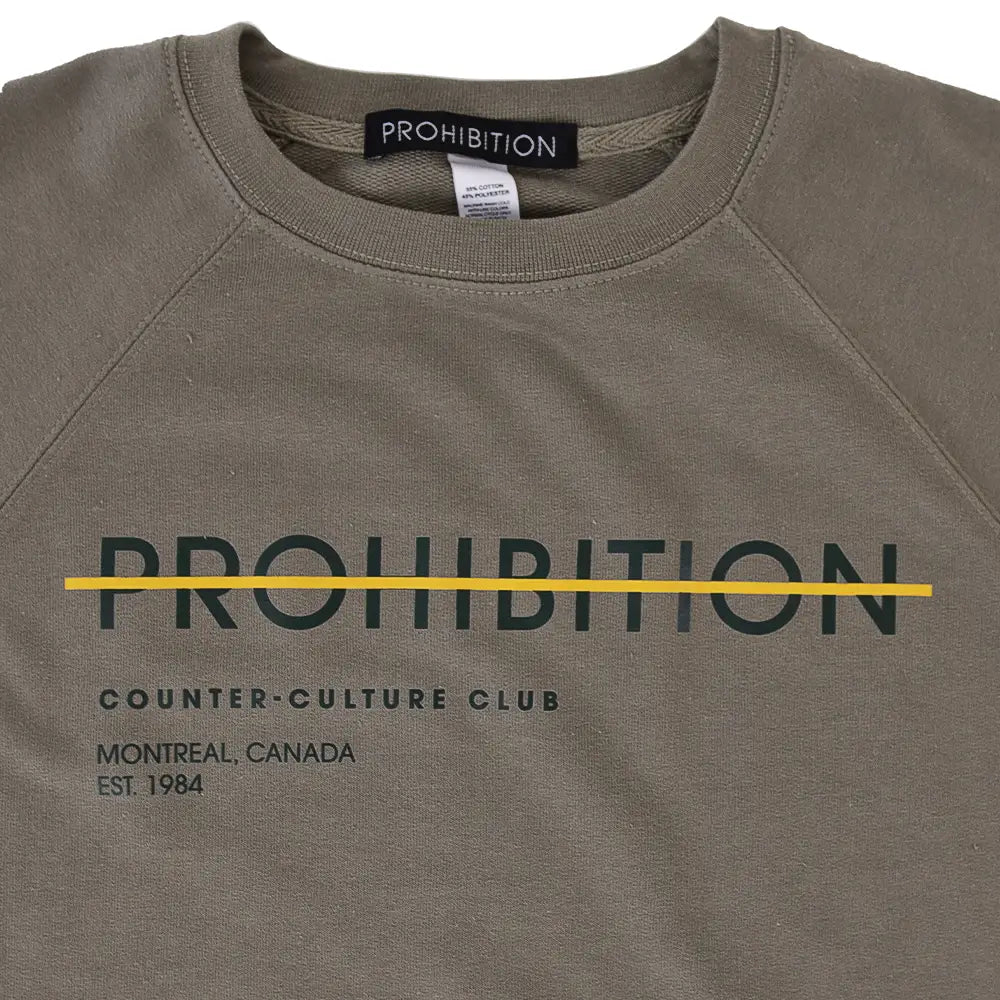 Prohibition - Midweight Crewneck - Strikethrough - Olive