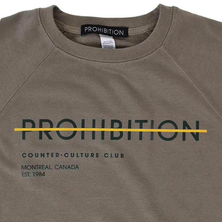Prohibition - Midweight Crewneck - Strikethrough - Olive