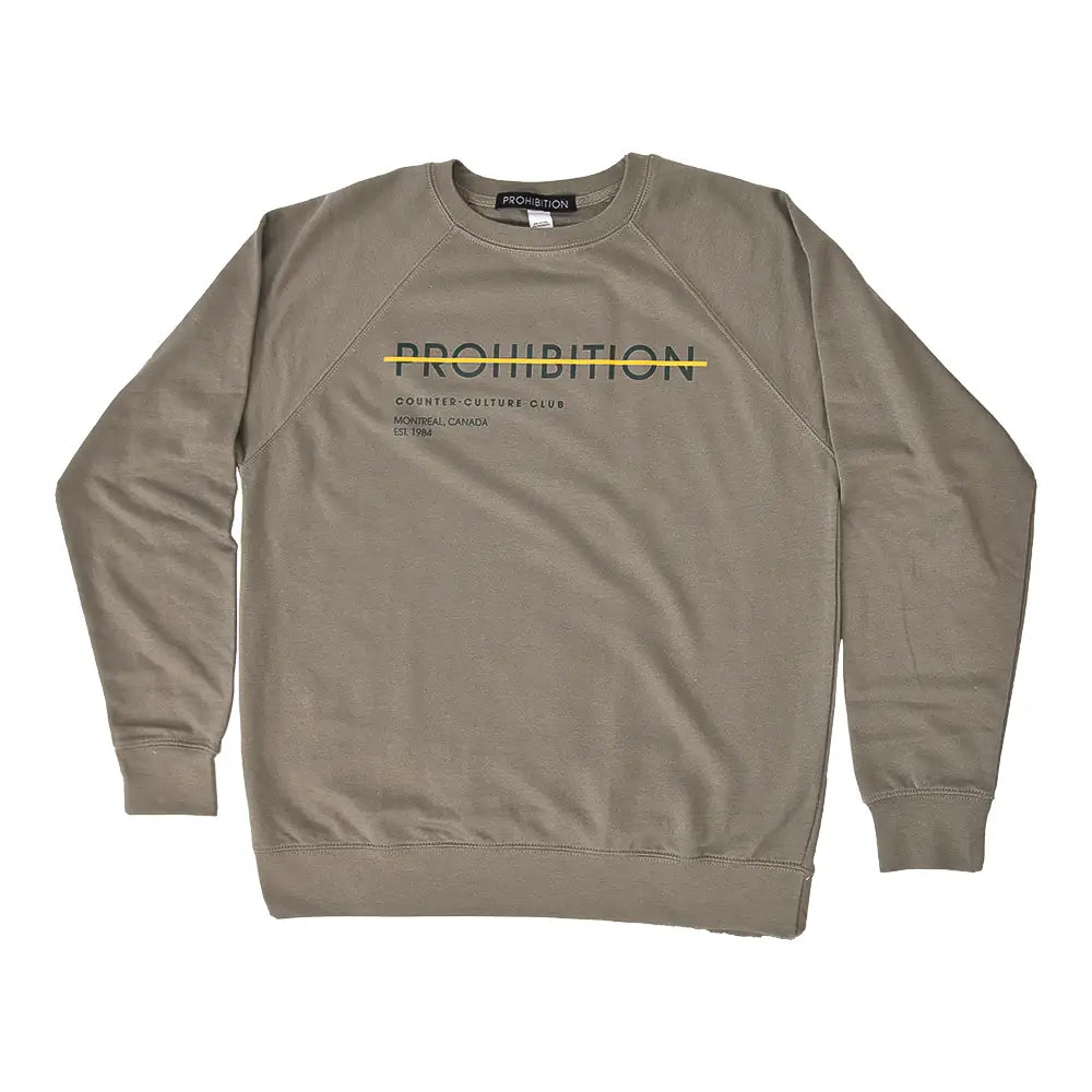 Prohibition - Midweight Crewneck - Strikethrough - Olive - X-Small