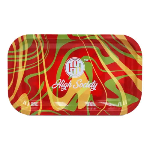 Puff Brands - High Society - Medium Metal Rolling Tray - Rasta