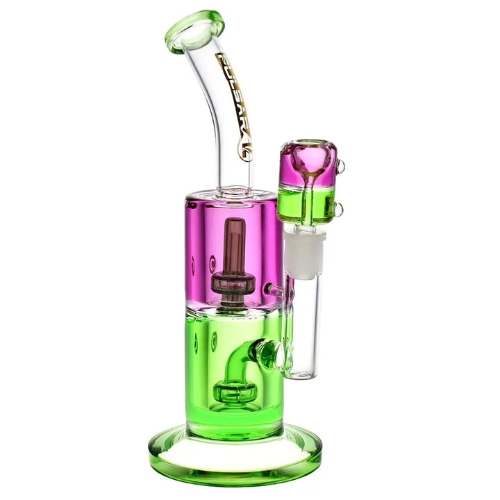 Pulsar 9.75’’ Bicolor Glycerine 14mm F Chugger Water Pipe - Purple and Green