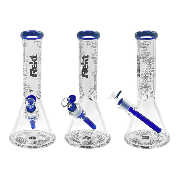 Rekt - 12’’ Beaker Bong - Honeycomb Pattern - 7MM - Blue