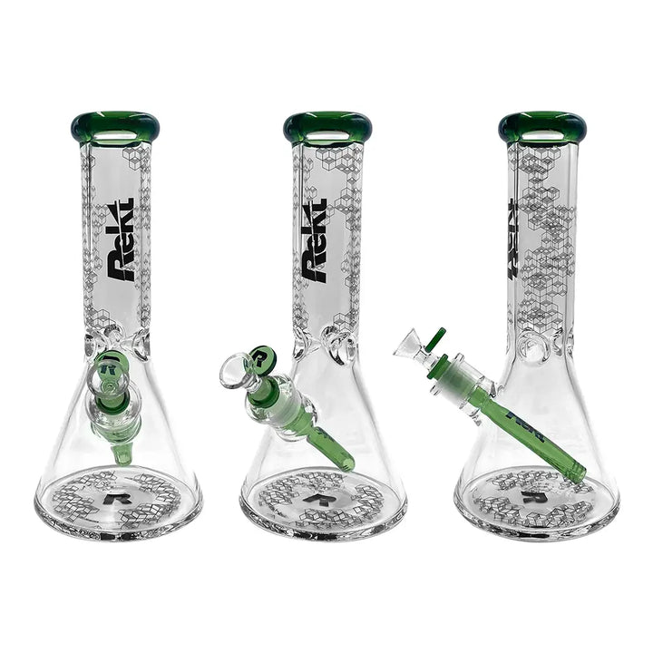 Rekt - 12’’ Beaker Bong - Honeycomb Pattern - 7MM - Green
