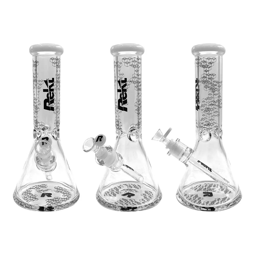 Rekt - 12’’ Beaker Bong - Honeycomb Pattern - 7MM - White