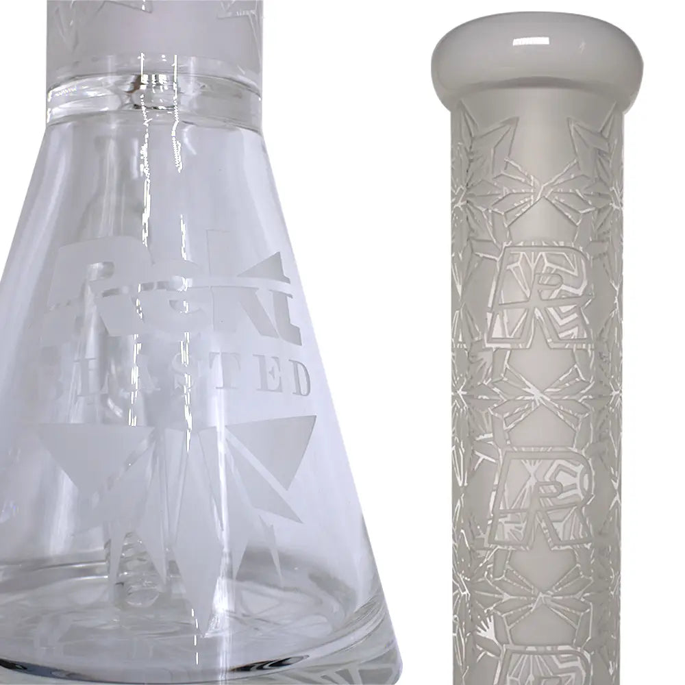 Rekt - BLASTED - Floral R’s Pattern Beaker Bong - 15’’