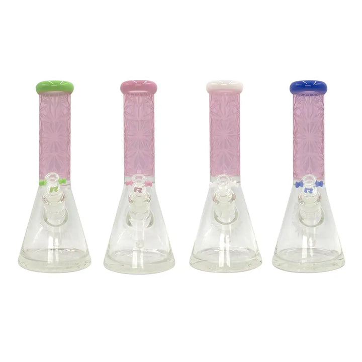 Rekt - BLASTED - Pink Floral Pattern Beaker Bong - 12’’