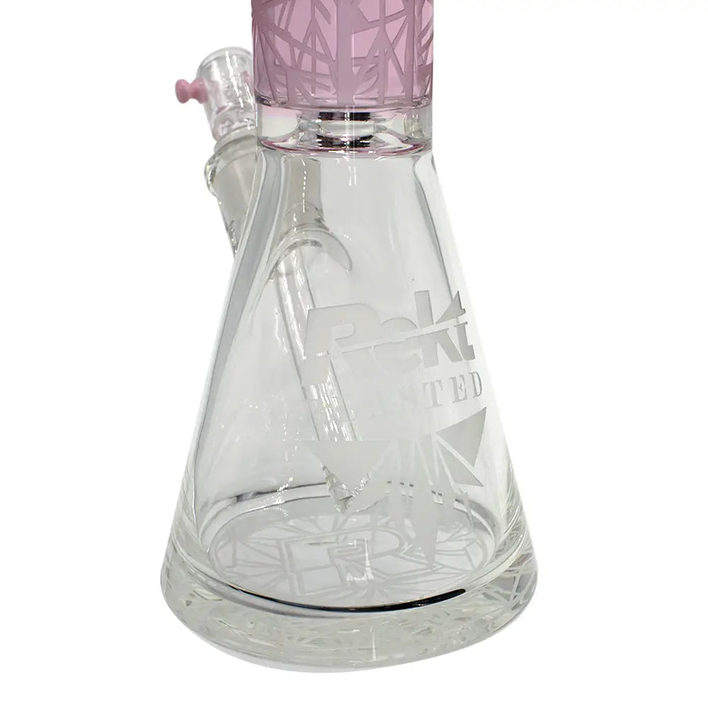 Rekt - BLASTED - Pink Floral Pattern Beaker Bong - 12’’