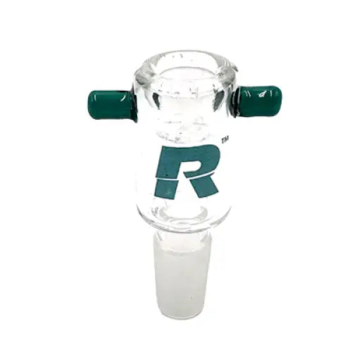 Rekt Glass Bowl For Bong with Built In Screen and Double Handle 14mm Male Teal