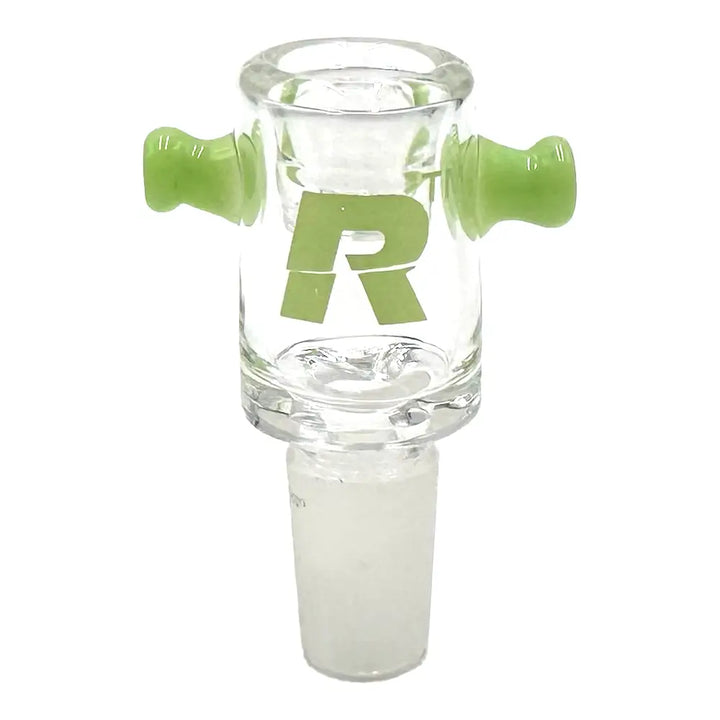 Rekt Glass Bowl For Bong with Built In Screen and Double Handle 14mm Male Milk Green