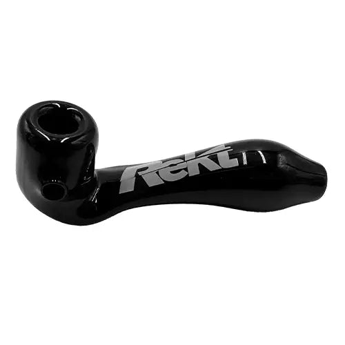 Rekt - Glass Sherlock Pipe with Screen - 5.5’’ - Black