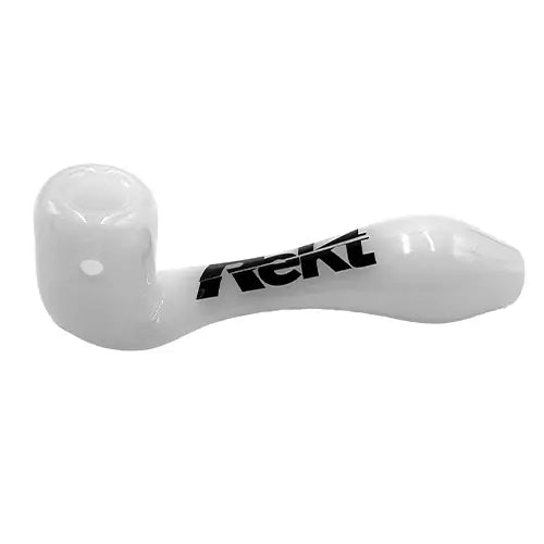 Rekt - Glass Sherlock Pipe with Screen - 5.5’’ - White