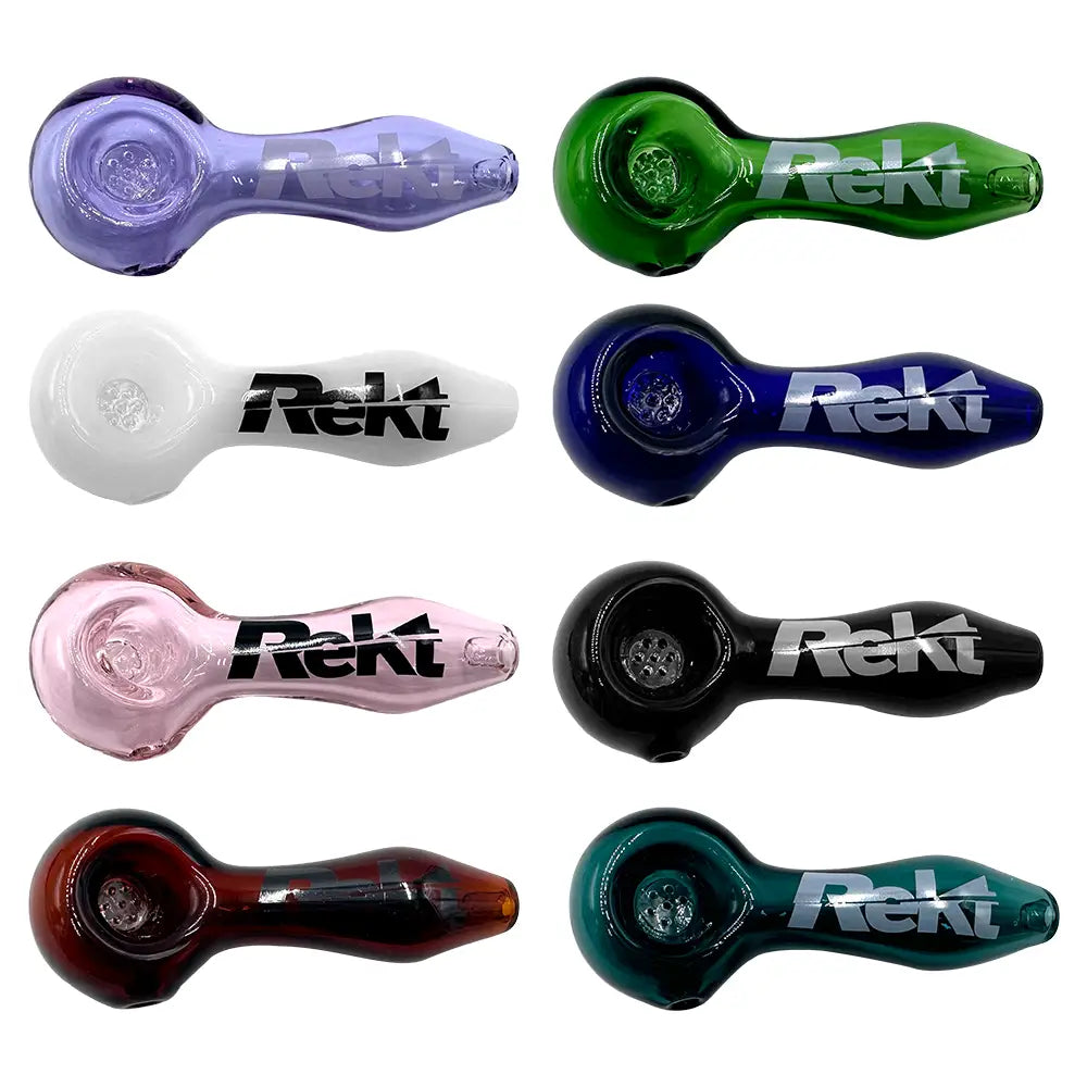 Rekt - Glass Spoon Pipe with Screen - 3.9’’