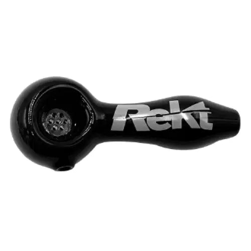 Rekt - Glass Spoon Pipe with Screen - 3.9’’ - Black