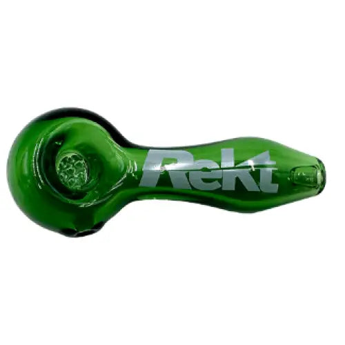 Rekt - Glass Spoon Pipe with Screen - 3.9’’ - Green