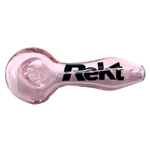 Rekt - Glass Spoon Pipe with Screen - 3.9’’ - Pink