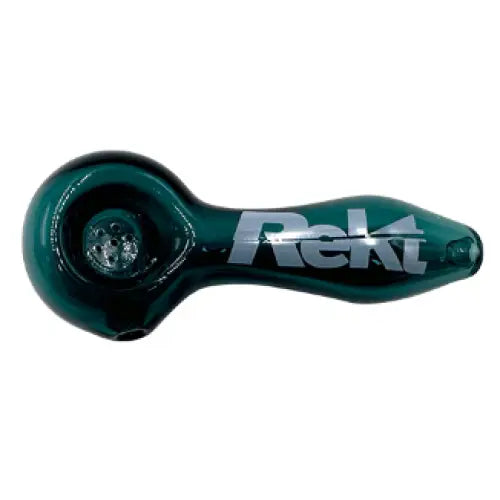 Rekt - Glass Spoon Pipe with Screen - 3.9’’ - Teal