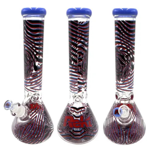 Rekt - Retro 3d Rose Glass Beaker Bong - 14’’ - 9mm - Milk Blue
