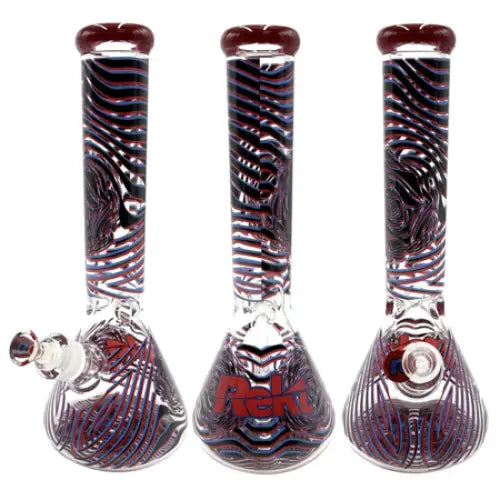 Rekt - Retro 3d Rose Glass Beaker Bong - 14’’ - 9mm - Red