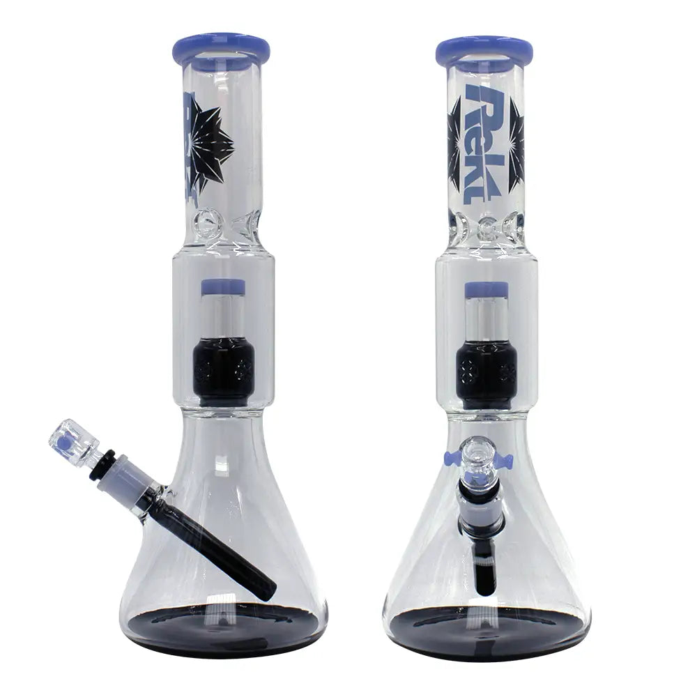 Rekt - Two Tone Beaker Bong w/Perc - 15’’ - Milk Blue