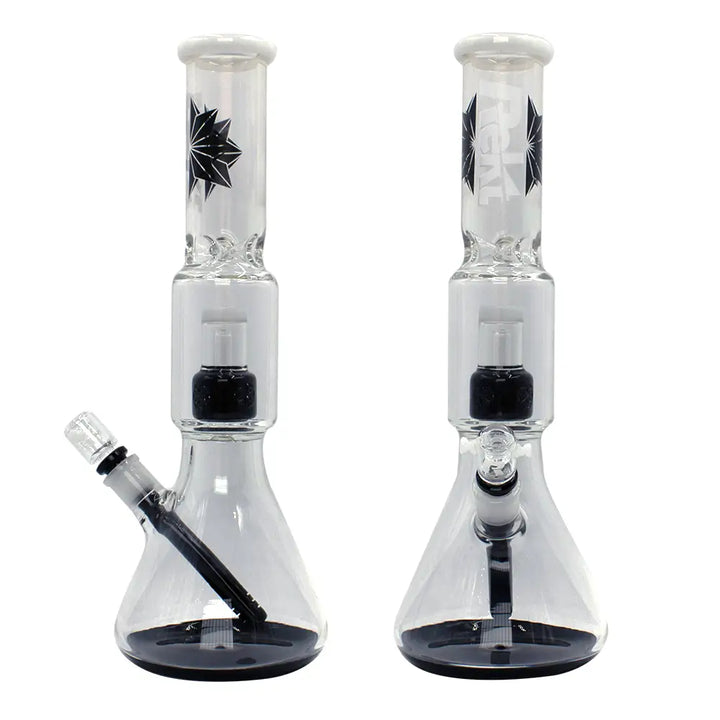 Rekt - Two Tone Beaker Bong w/Perc - 15’’ - Milk White