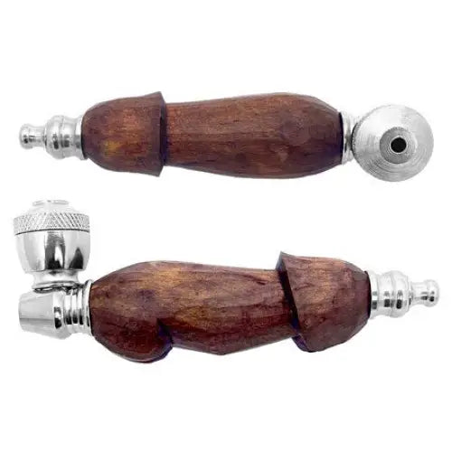 Wood & Metal Pipe - Penis Shape - 4. 5’’