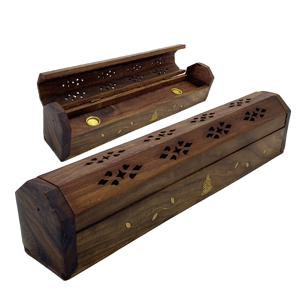 Inhal'Nation - Wooden Incense Burner - Box/Coffin - Buddha