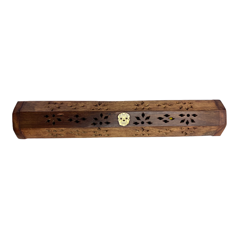 Inhal'Nation - Wooden Incense Burner - Box/Coffin - Sugar Skull
