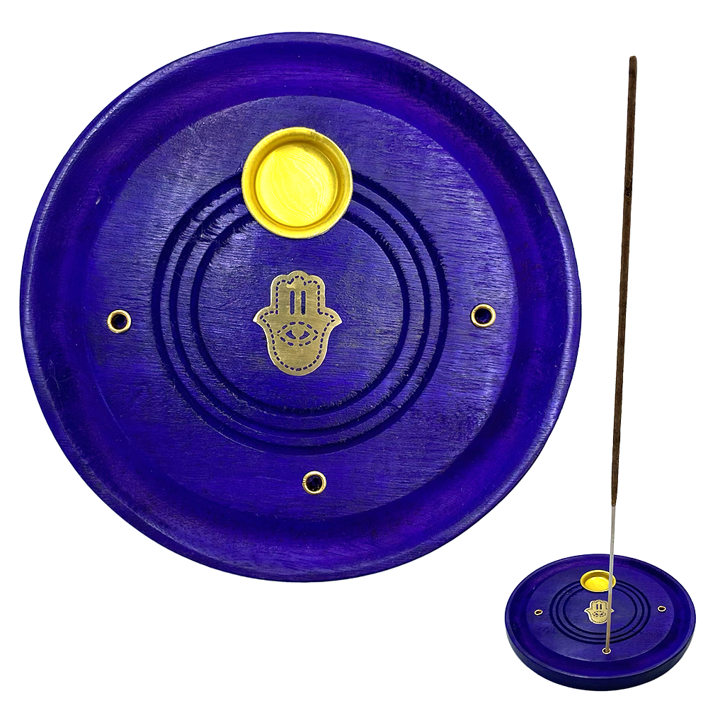 Inhal'Nation - Wooden Incense Burner - Plate Style - Hamsa