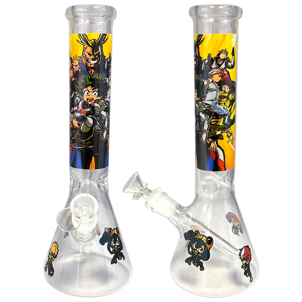Glass Beaker Bong - Anime Design - 12"