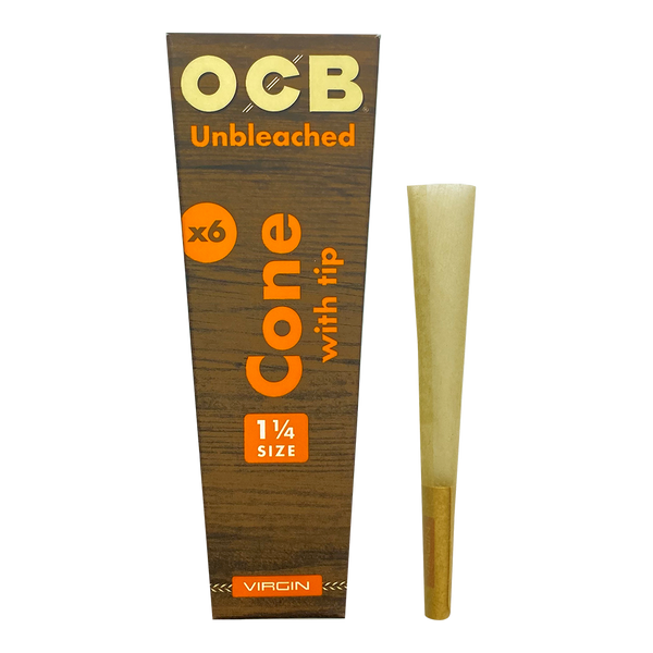 OCB - Virgin Unbleached Cones - 1 1/4 - (32pks of 6 units)