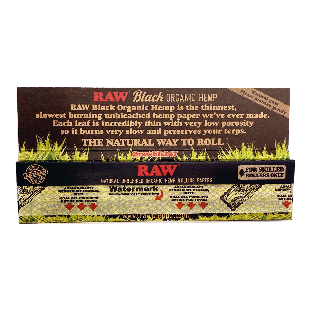 RAW - Rolling Paper - Organic Hemp Black - King Size Slim (50pk)